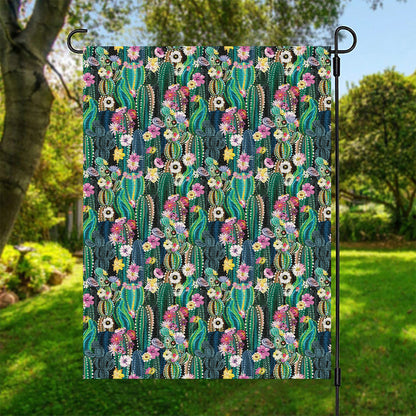 Watercolor Blooming Cactus Print Garden Flag