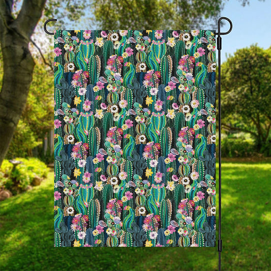 Watercolor Blooming Cactus Print Garden Flag