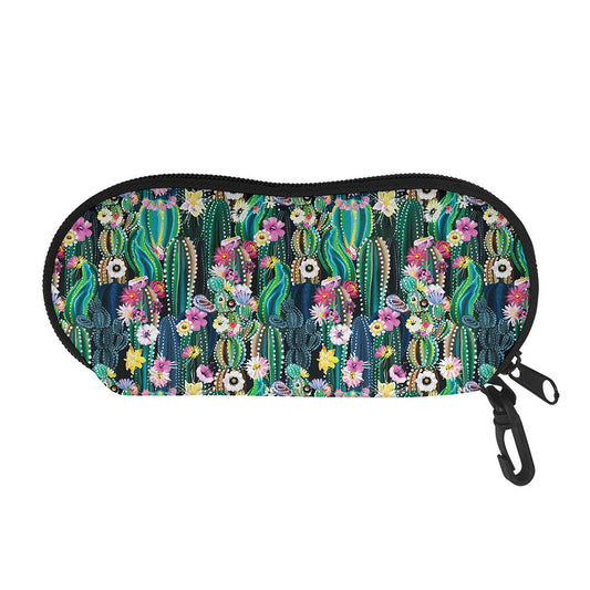 Watercolor Blooming Cactus Print Glasses Case
