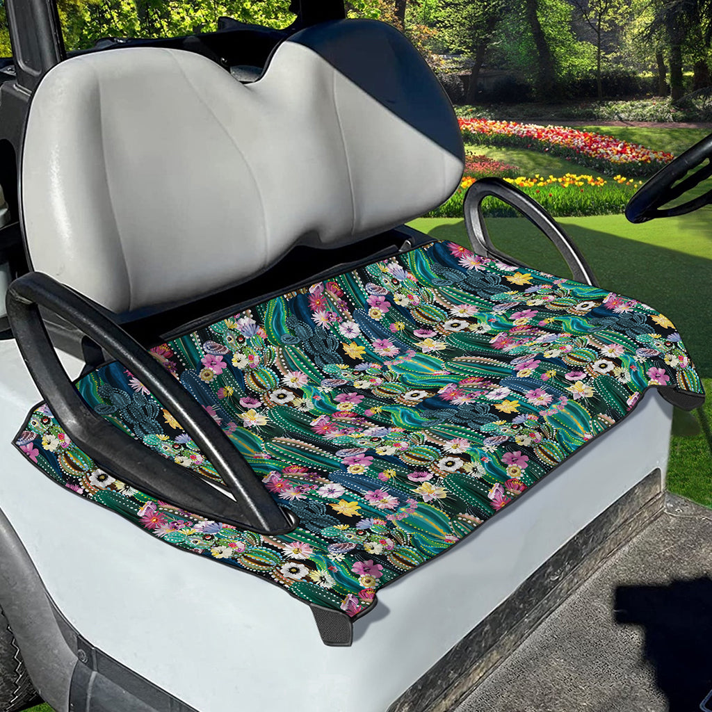 Watercolor Blooming Cactus Print Golf Cart Seat Cover