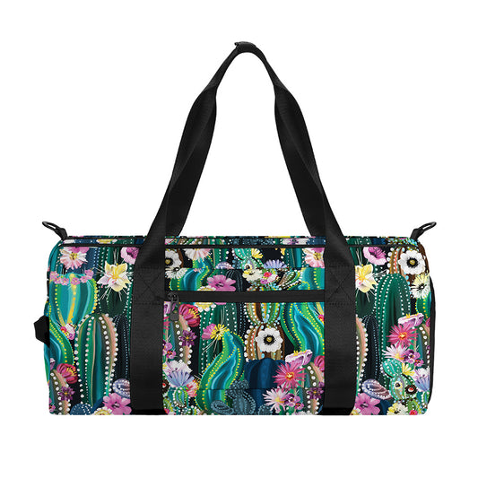 Watercolor Blooming Cactus Print Gym Bag