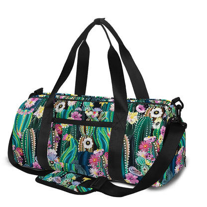 Watercolor Blooming Cactus Print Gym Bag