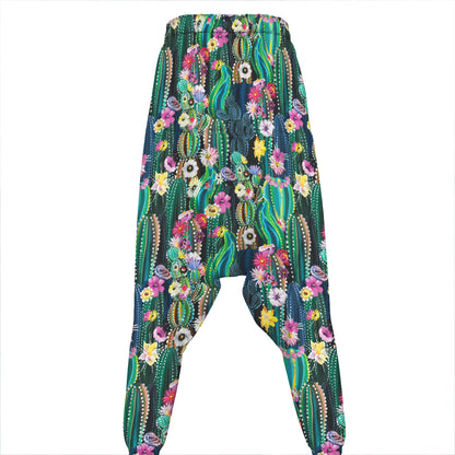 Watercolor Blooming Cactus Print Hammer Pants