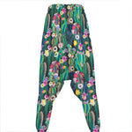 Watercolor Blooming Cactus Print Hammer Pants
