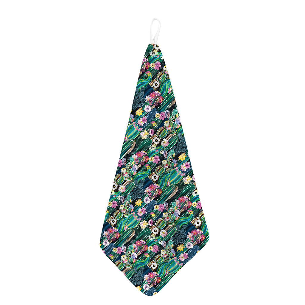 Watercolor Blooming Cactus Print Hand Towel
