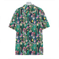 Watercolor Blooming Cactus Print Hawaiian Shirt