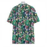 Watercolor Blooming Cactus Print Hawaiian Shirt