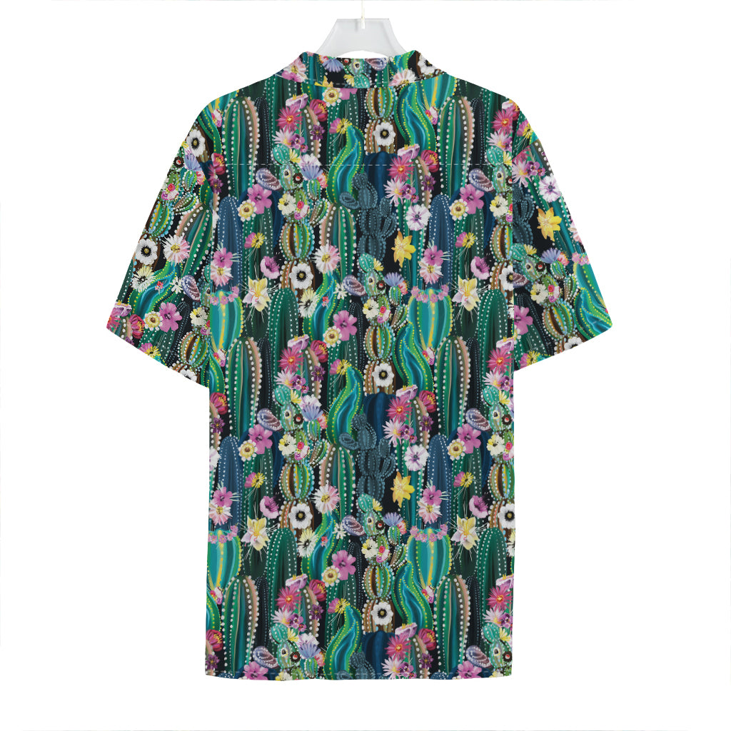 Watercolor Blooming Cactus Print Hawaiian Shirt
