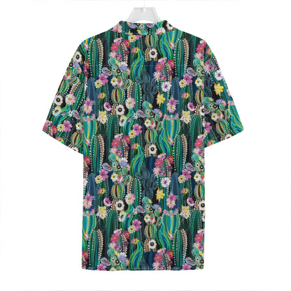 Watercolor Blooming Cactus Print Hawaiian Shirt