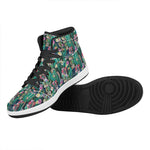Watercolor Blooming Cactus Print High Top Leather Sneakers
