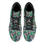 Watercolor Blooming Cactus Print High Top Leather Sneakers