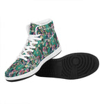 Watercolor Blooming Cactus Print High Top Leather Sneakers