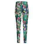 Watercolor Blooming Cactus Print High-Waisted Pocket Leggings