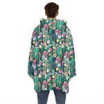 Watercolor Blooming Cactus Print Hoodie Blanket