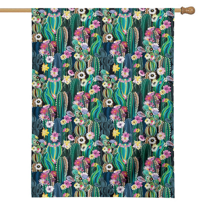 Watercolor Blooming Cactus Print House Flag