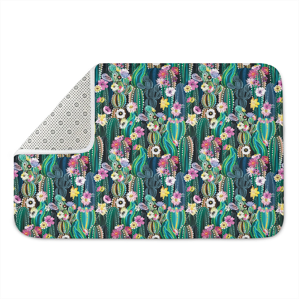 Watercolor Blooming Cactus Print Indoor Door Mat