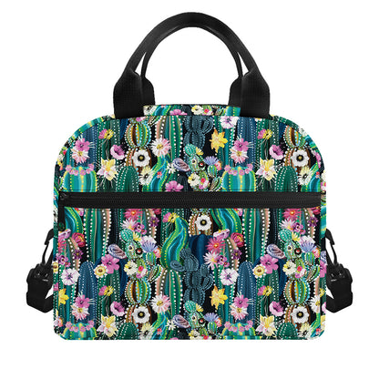 Watercolor Blooming Cactus Print Insulated Lunch Bag
