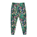 Watercolor Blooming Cactus Print Jogger Pants