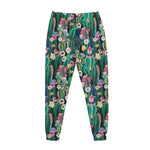 Watercolor Blooming Cactus Print Jogger Pants