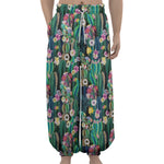 Watercolor Blooming Cactus Print Lantern Pants