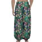 Watercolor Blooming Cactus Print Lantern Pants