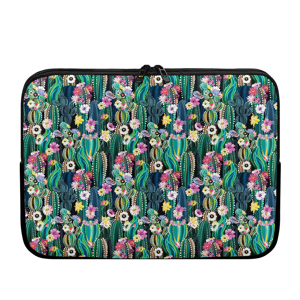 Watercolor Blooming Cactus Print Laptop Sleeve