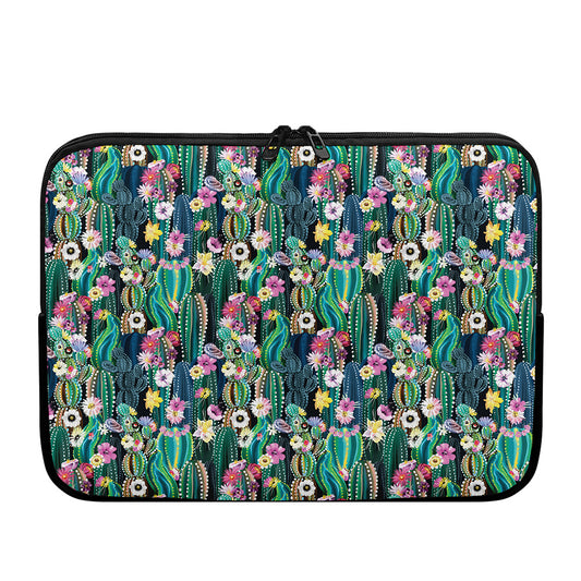 Watercolor Blooming Cactus Print Laptop Sleeve