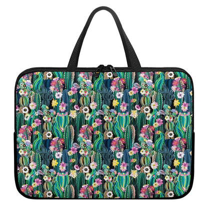 Watercolor Blooming Cactus Print Laptop Sleeve With Handle