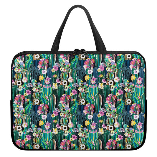 Watercolor Blooming Cactus Print Laptop Sleeve With Handle