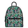 Watercolor Blooming Cactus Print Leather Backpack