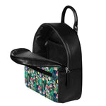 Watercolor Blooming Cactus Print Leather Backpack