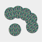 Watercolor Blooming Cactus Print Leather Coaster Set