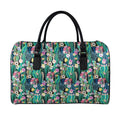 Watercolor Blooming Cactus Print Leather Duffel Bag
