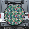 Watercolor Blooming Cactus Print Leather Spare Tire Cover
