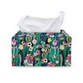 Watercolor Blooming Cactus Print Leather Tissue Box Cover