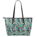 Watercolor Blooming Cactus Print Leather Tote Bag With Zipper