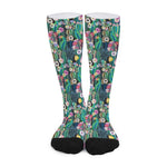 Watercolor Blooming Cactus Print Long Socks
