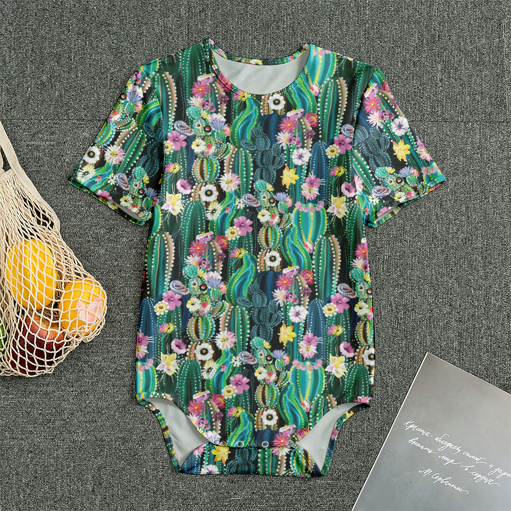 Watercolor Blooming Cactus Print Men's Bodysuit