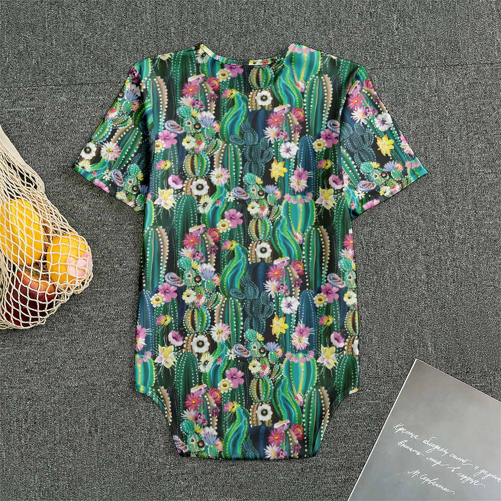 Watercolor Blooming Cactus Print Men's Bodysuit