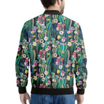 Watercolor Blooming Cactus Print Men's Bomber Jacket