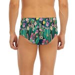 Watercolor Blooming Cactus Print Men's Briefs