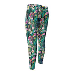 Watercolor Blooming Cactus Print Men's Compression Pants