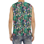 Watercolor Blooming Cactus Print Men's Fitness Tank Top