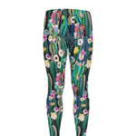 Watercolor Blooming Cactus Print Men's leggings
