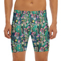 Watercolor Blooming Cactus Print Men's Long Boxer Briefs