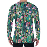 Watercolor Blooming Cactus Print Men's Long Sleeve T-Shirt