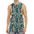 Watercolor Blooming Cactus Print Men's Muscle Tank Top
