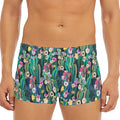 Watercolor Blooming Cactus Print Men's Short Boxer Briefs