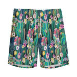 Watercolor Blooming Cactus Print Men's Sports Shorts