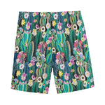 Watercolor Blooming Cactus Print Men's Sports Shorts